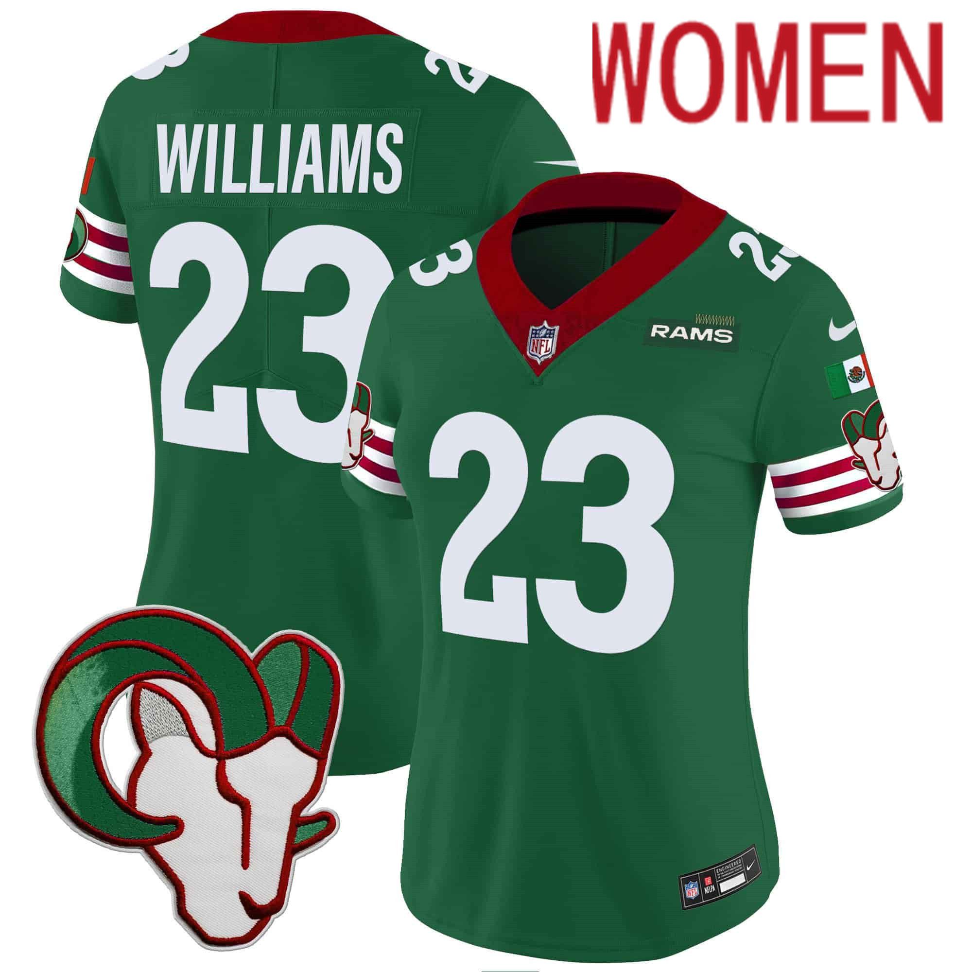 Women Los Angeles Rams #23 Williams Green 2024 Nike Mexico Vapor Limited NFL Jersey->women nfl jersey->Women Jersey